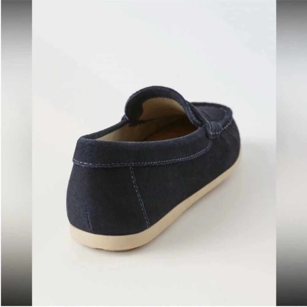 Zara kids, Navy blue, LEATHER LOAFERS